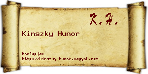 Kinszky Hunor névjegykártya